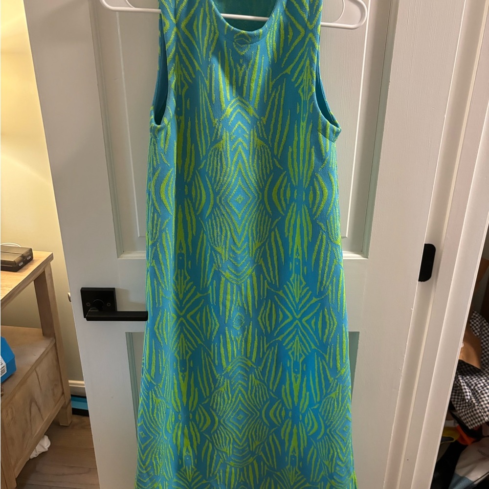 Sleeveless Blue and Green Patterned Dress - worn once!